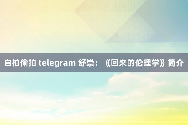 自拍偷拍 telegram 舒崇：《回来的伦理学》简介