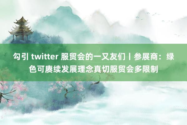 勾引 twitter 服贸会的一又友们丨参展商：绿色可赓续发展理念真切服贸会多限制