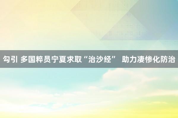 勾引 多国粹员宁夏求取“治沙经”  助力凄惨化防治